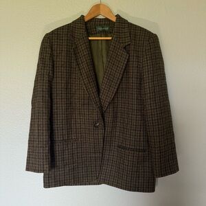 Vintage Harve Benard Brown Plaid Oversized Blazer Jacket